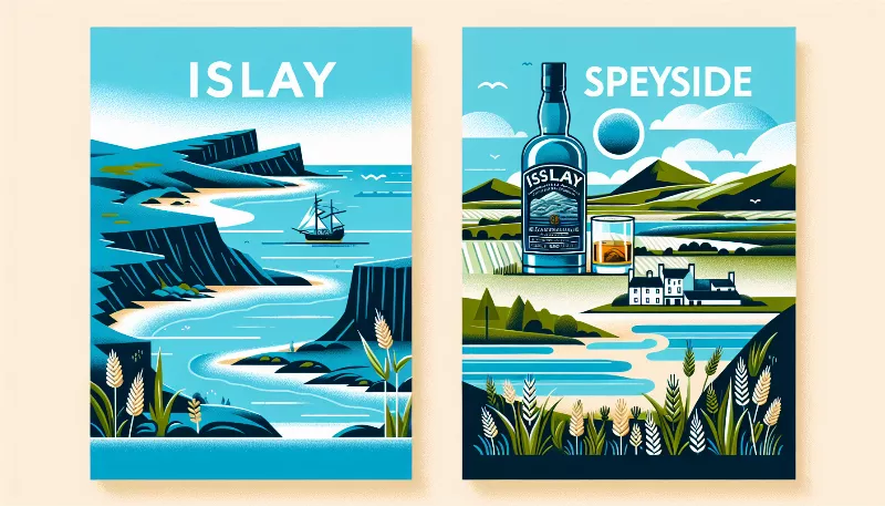 What makes Islay whiskies distinct from those produced in the Speyside region?